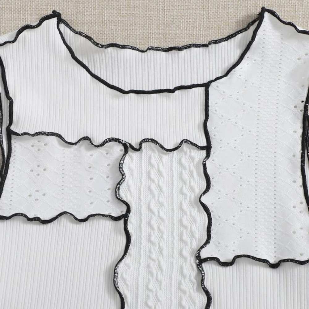 Y2K white black pieced crop tank - Picture 5 of 5